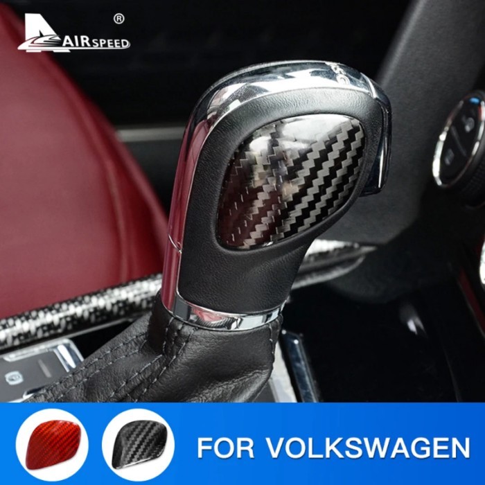 Real Hard Carbon Fiber Gear Shift Knob Panel Sticker for VW Volkswagen Polo Golf 4 6 7 Passat B6 B5