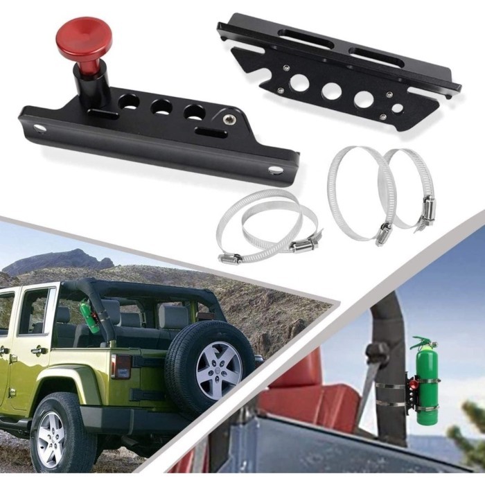 OVOVS Adjustable Fire Extinguisher Holder Mount Bracket for Jeep W-rangler UTV Polaris RZR Ranger