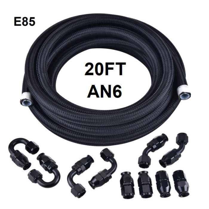 6AN 6AN AN8 an10 an16 black nylon braided stainless steel fuel line cooling hose fitting kit with p