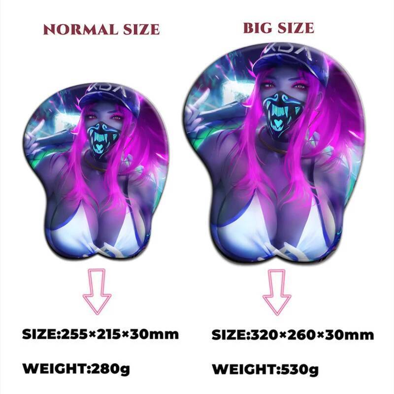 League of Legends KDA Akali แผ่นรองเมาส์ 3D เซ็กซี่ Big Breast Gaming อะนิเมะน่ารักมังงะ Pad พร้อมข้