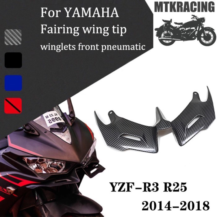 MTKRACING For YZF-R3 R25 YZFR3 yfz r3 R25 2014-2018 Winglets Front Fairing Pneumatic Wing Tip Wing