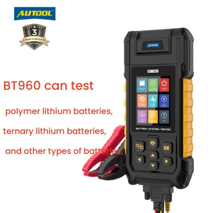 AUTOOL BT960 Car Battery Tester Electric Vehicle Battery Tester Lithium Battery Tester 6V12V24V36V4