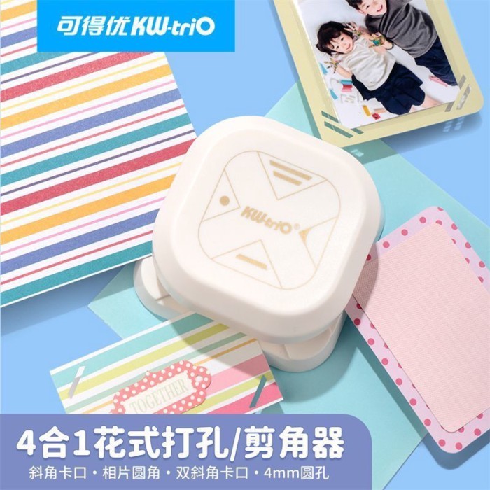 Kedeyou Hole Punch Four-in-One Embosser diy Dovetail Round Hole Punch 4mm Square Round Corner