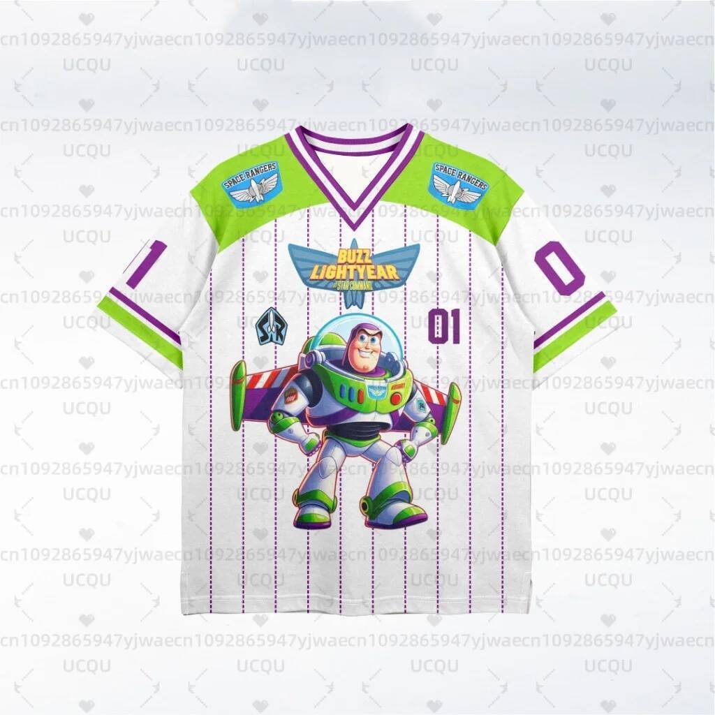 Toy Story Ice Hucky Player Jersey เสื้อยืดแขนสั้นสำหรับเด็ก ระบายอากาศได้เร็ว