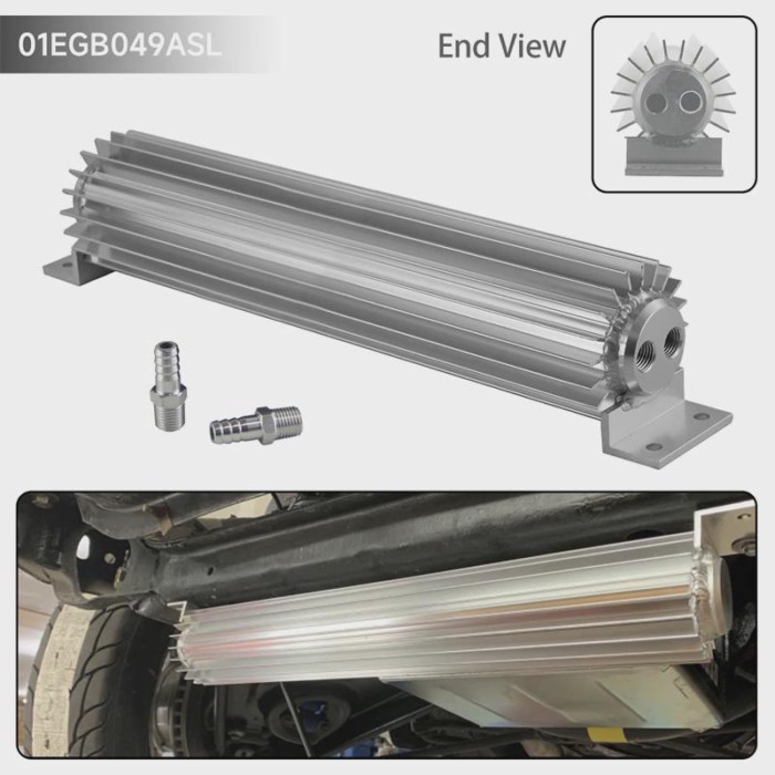 15'' Dual Pass Heat Sink Cooler W/Fittings For Chevy 350 SBC Ford Connector 1/4" NPT to 9.7MM Unive