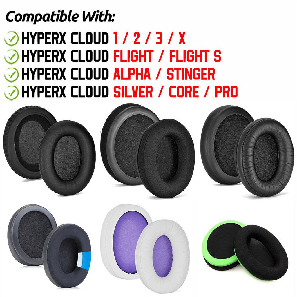 สําหรับ HyperX Cloud Flight / Flight S / 1 2 3 I II III / X CloudX / Stinger / Alpha / Silver / Core / Pro หูฟังแผ่นรองหูฟังฟองน้ําชุดหูฟัง Earmuffs เปลี่ยนฝาครอบ