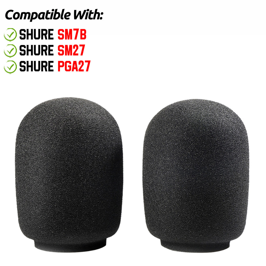 2 ชิ้นสําหรับ Shure SM7B SM27 PGA27 กรองกระจกหน้ารถไมโครโฟนโฟมสีดําฟองน้ําเคล็ดลับ Mic เปลี่ยนฝาครอบ