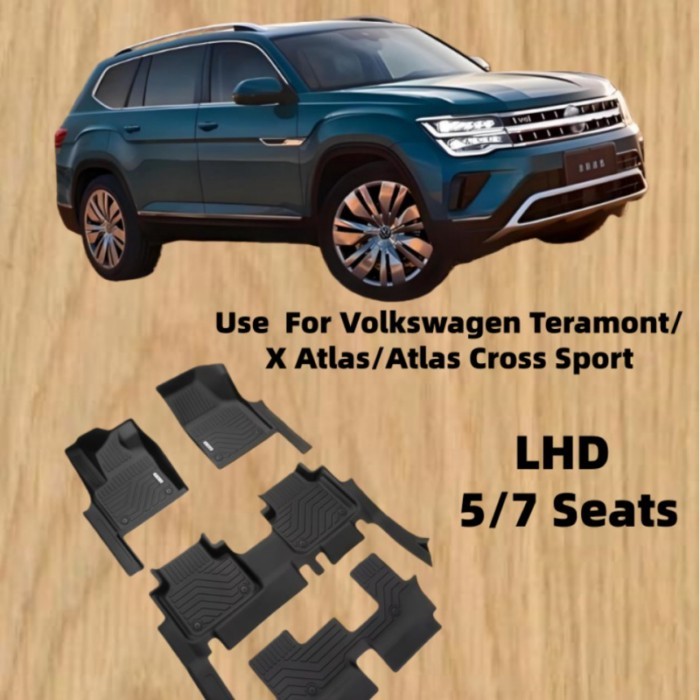 TPE Floor Mats For Volkswagen Teramont/X Atlas/Atlas Cross Sport LHD 5/7 Seats 2017-2024 Custom Fit
