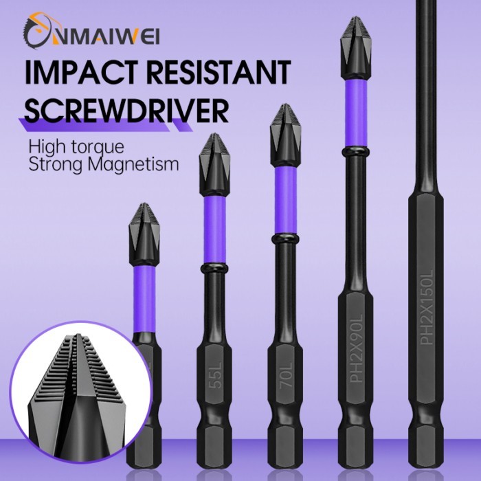 Impact Screwdriver Bit Set PH2 Magnetic Batch Head Electric Screwdriver 1/4Inch Hex Alloy Steel Scr