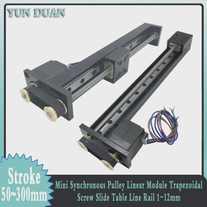 Mini Synchronous Pulley Linear Module Trapezoidal Screw Slide Table Line Rail 1-12mm Pitch Nema11 M