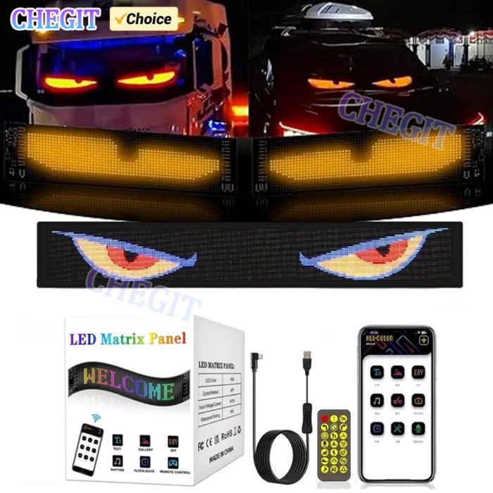 2Pcs Devil Eyes Light for Cars, Programmable Flex Car LED Display for Car Eyes, DIY Car Dynamic LED
