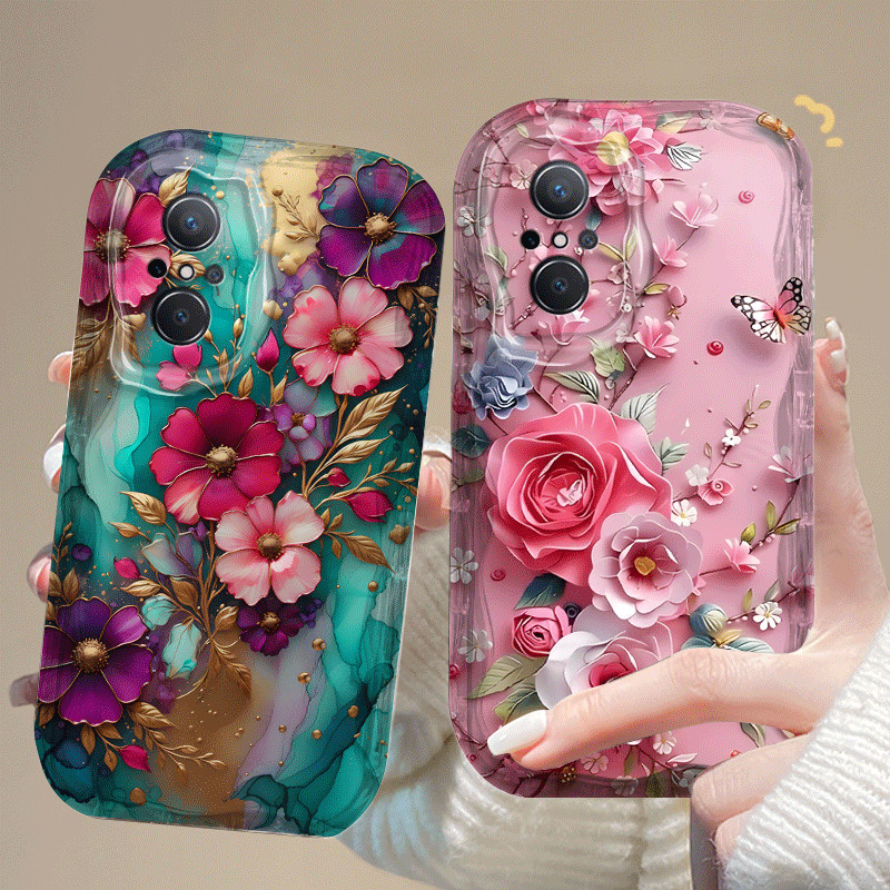 ปลอกสําหรับ Infinix HOT 40 Pro TECNO TEChno Spark 20 Pro ใหม่สร้างสรรค์แฟชั่นแก้วดอกไม้ออกแบบซิลิโคน