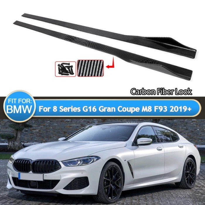 For BMW 8 Series G16 M8 F93 2019-2023 Carbon Look Side Skirts Extension Lip AC
