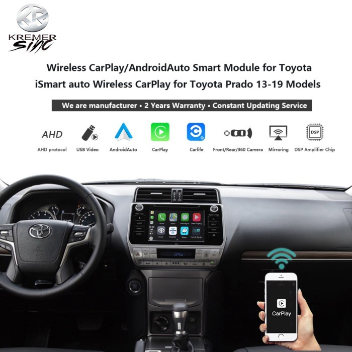 Wireless CarPlay Android Auto for Toyota Landcruiser iSmart Auto Wireless Android Auto for Prado 13