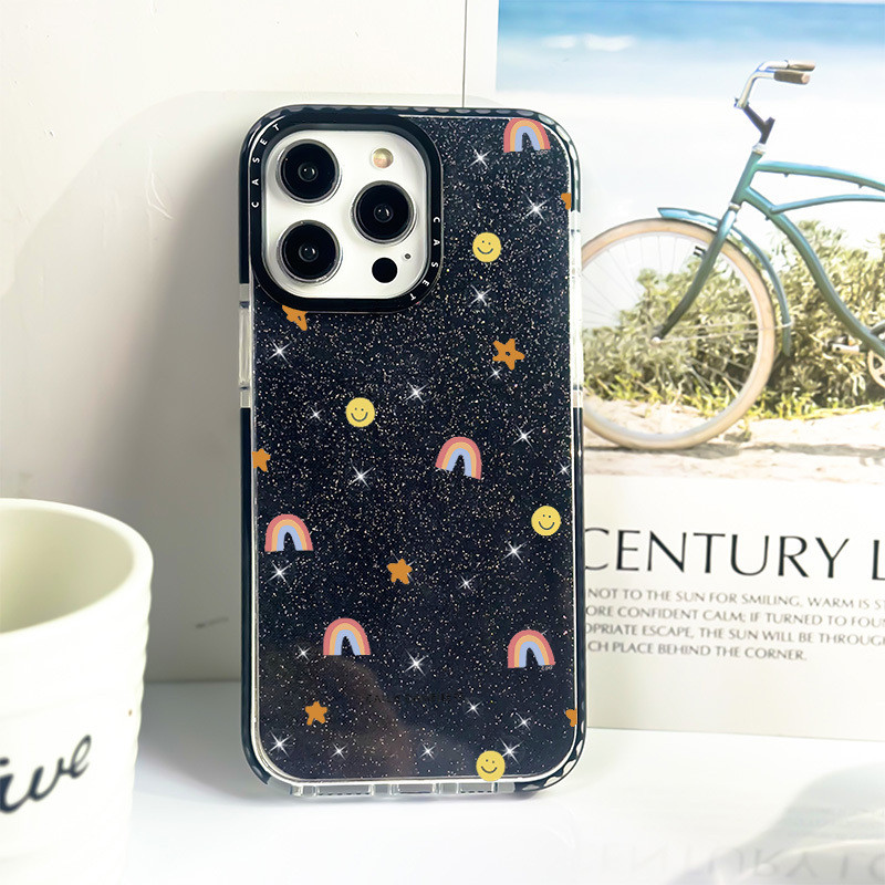 GlitterสําหรับIPhone 11 12 13 15 16 Pro Max CALLIE DANIELUE Happy Icons X XR XS MaxซิลิโคนกันชนใสSE 