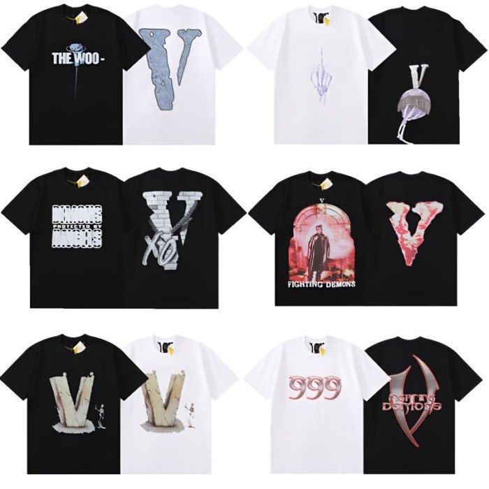 VLONE T-Shirt สไตล์.High Street ซัมเมอร์ คอวีใหญ่ สำหรับใส่แบบลำลอง ปี 2026
