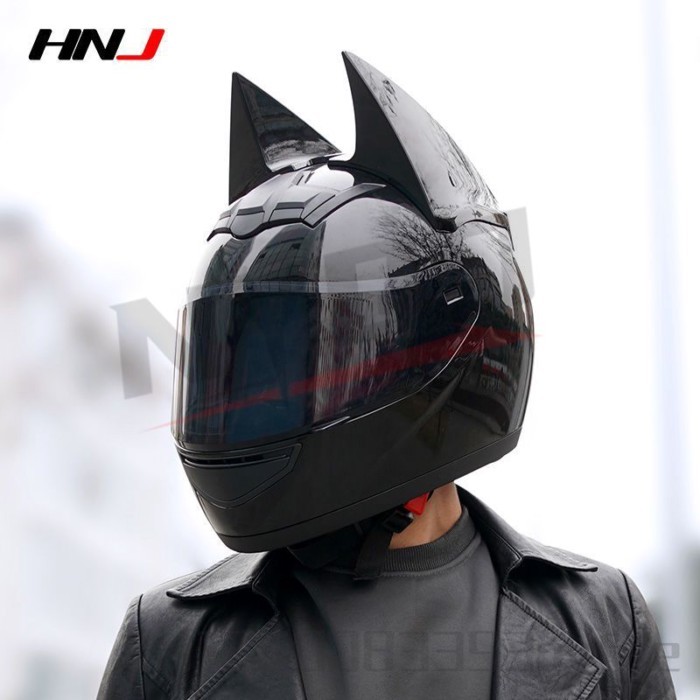 HNJ Motorcycle Helmet Womens Motorcycle Full Helmet Bat Personality Cool Knight Helmet  Four Season