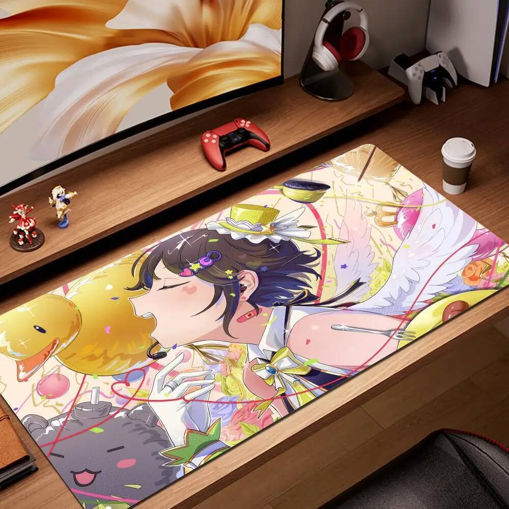 มินาโตะ Aqua Hololive อะนิเมะ Mousepad RGB ลื่นคีย์บอร์ดโต๊ะเกมตู้พรมแล็ปท็อปแผ่นรองเมาส์ HD Kawaii สาวตารางเสื่อ