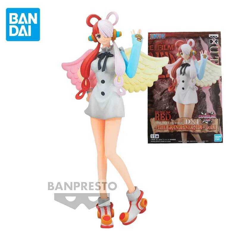 Bandai Original One Piece Anime Figure DXF RED Uta Singing Girl Action Figure Collectible Ornaments