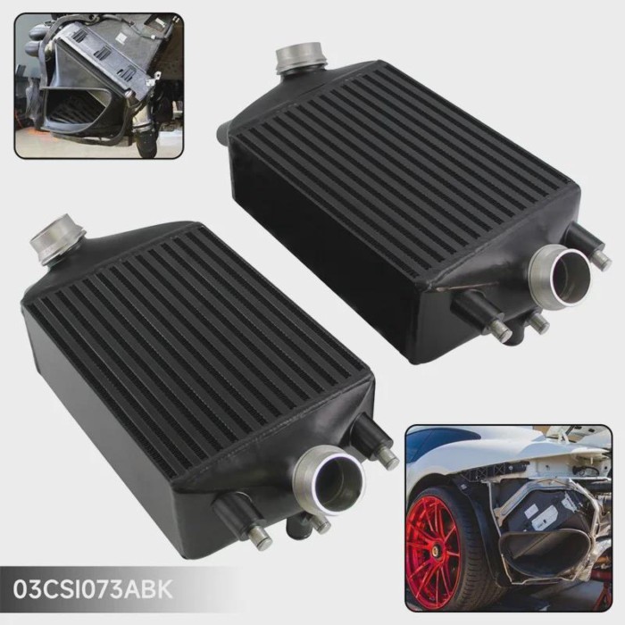 Twin Intercooler High performance Racing Radiators Set Black Fits For Porsche 911 Turbo / Turbo S 9