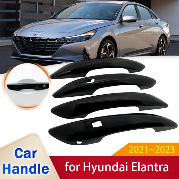 for Hyundai Elantra CN7 2021 2022 2023 Avante i30 Sedan Gloss Black Smart Door Handle Cover Sticker