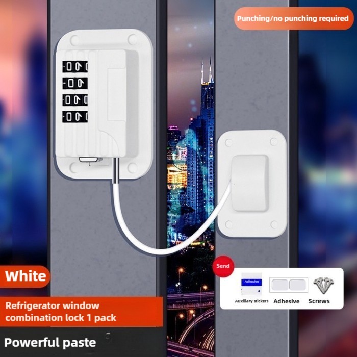 Password Security Lock No Drill - Heavy Duty Cabinet/Door Lock for Sliding Doors Child Safety Fridg