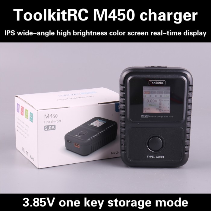 ToolkitRC M450 AC 50W balanced charger M4AC 2~4S BAT Lipo LiHv LiFe Lipo compatible, suitable for R