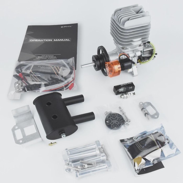 EPHIL 60cc-S PRO Aircraft Engine Model Metal Two-Stroke Gasoline Engine with Electric Start Rear Fi