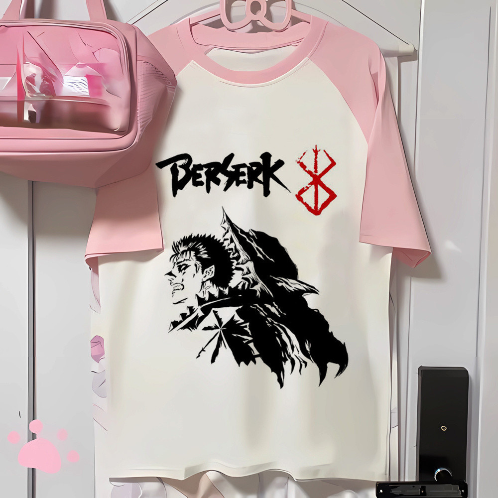เสื้อยืด womens Berserk anime classic สไตล์ Harajuku grunge ยุค 80s และ 2000s