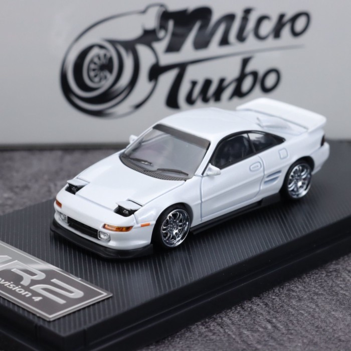 MT MicroTurbo 1: 64 Toyota MR2 SW20 MR-2 โมเดลรถโลหะผสมไฟพลิกสีขาว