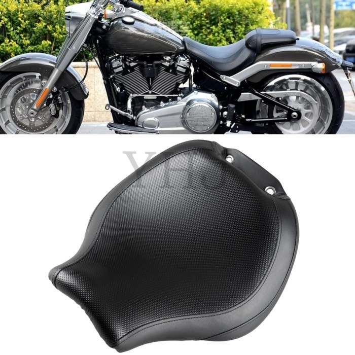 PU Leather Solo Seat Front Rider Driver Seat For Harley Motorcycle Fat Boy FLFB 114 FLFBS 2018-2023