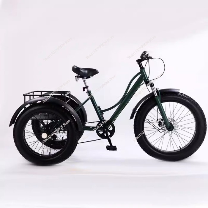 24inch Adult Electric Cargo Tricycle bike 3 wheel Fat tire bicycle scooter motorized electric tricy
