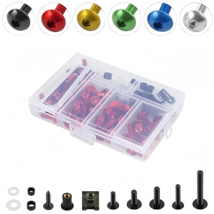 155PCS Universal Motorcycle Bodywork Windscreen M5 M6 Fairing Bolt Kit for Honda CBR Suzuki GSXR Ka