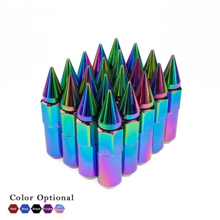 20pcs Nuts Bolts M12X1.5/M12X1.25 Spiked Aluminium 60MM Wheel Nuts Extended Tuner Wheels Rims Lug N