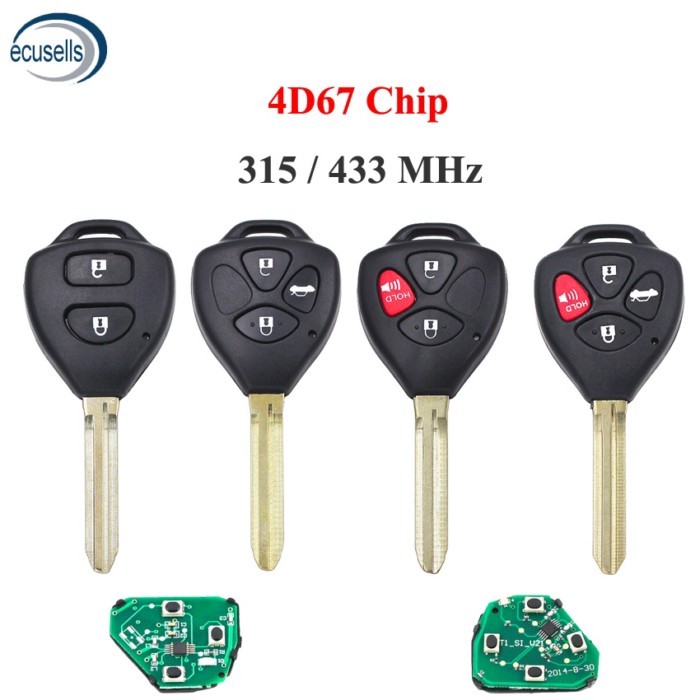 2/3/4 Buttons Remote Car Key fob 315/433MHz with 4D67 Chip Inside for Toyota RAV4 Corolla Hilux
