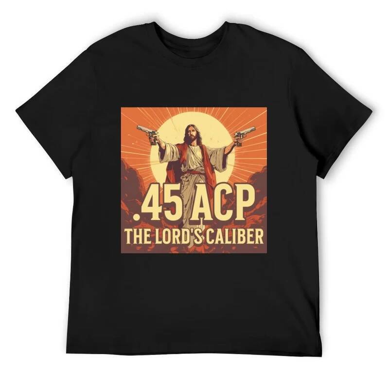 เสื้อยืดผ้าฝ้ายแท้ ไซส์ใหญ่ พิมพ์ลาย 45 ACP สวมใส่สบายในฤดูร้อน สไตล์แฟชั่น