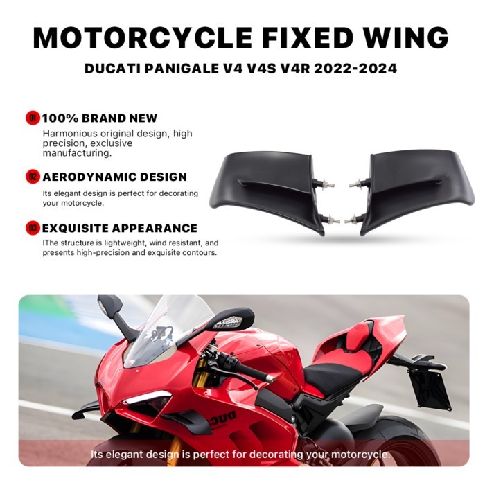 For DUCATI PANIGALE V4 V4S V4R 2022 2023 2024 Fixed Wing Motorcycle Winglets Aerodynamics Wing Air