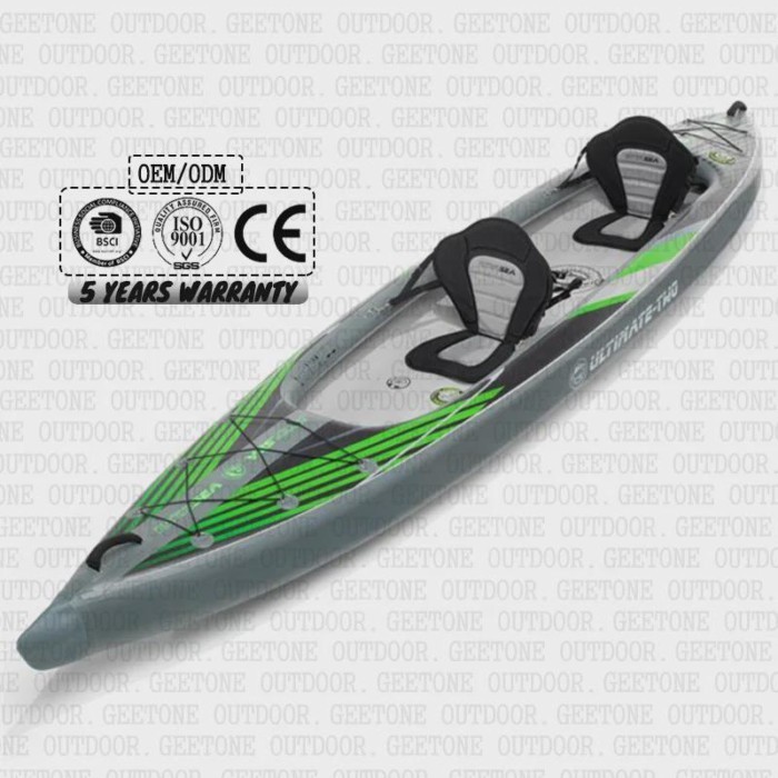 Germany Patent Dropstitch 2 Person Tandem Canoe Boat Dual Double Chamber Full Drop Stitch Floor Ext