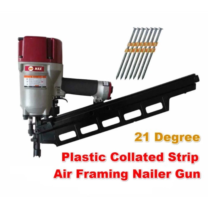 21 Degree Plastic Collated Strip Air Framing Nailer Gun Pneumatic Plastic Inclined Row Nail Gun Obl