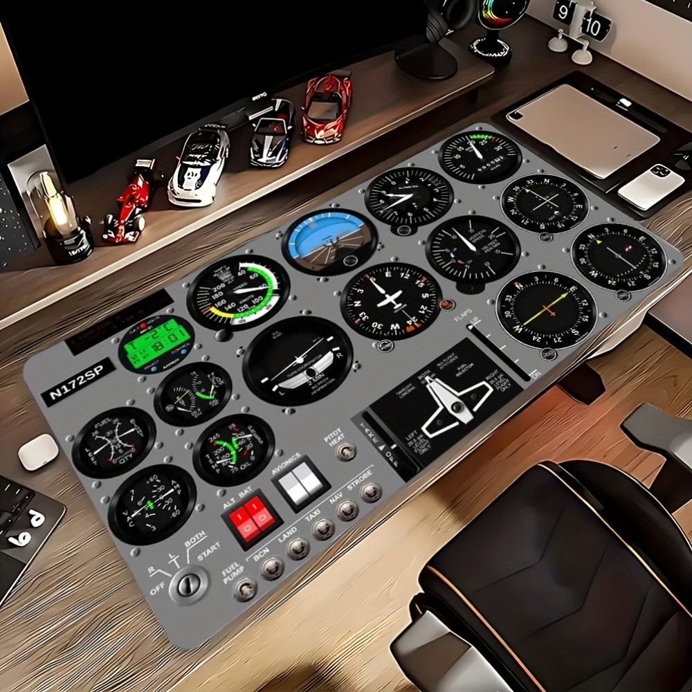 การบิน-Inspired โต๊ะ Mat Feating a Non-Slip Surface และ Mockup of Cockpit Instruments Speedometer, ระดับความสูง, การใช้ - เหมาะสําหรับการเล่นเกม Setups, และตกแต่งสํานักงาน
