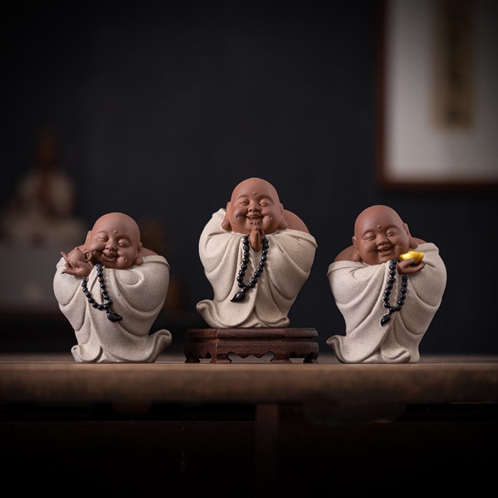 Creative Purple Sand Maitreya Tea Pet, Foyer, Antique Shelf, Attracting wealth, smiling face Buddha