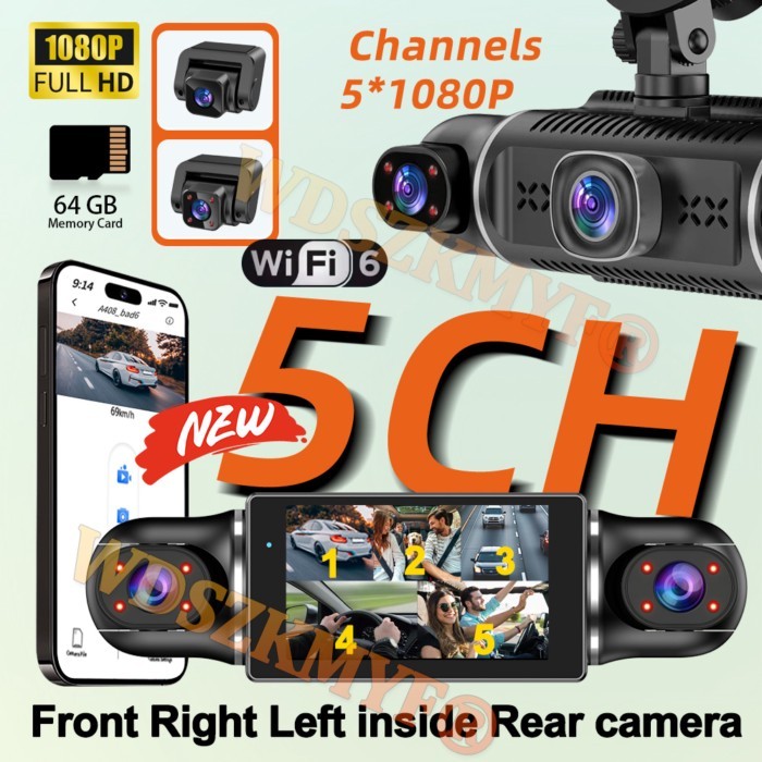 5 Lens 5*1080P Dash Cam 360° Car Camera WIFI APP Video Recorder 24H Parking Monitor Car DVR Dual Re