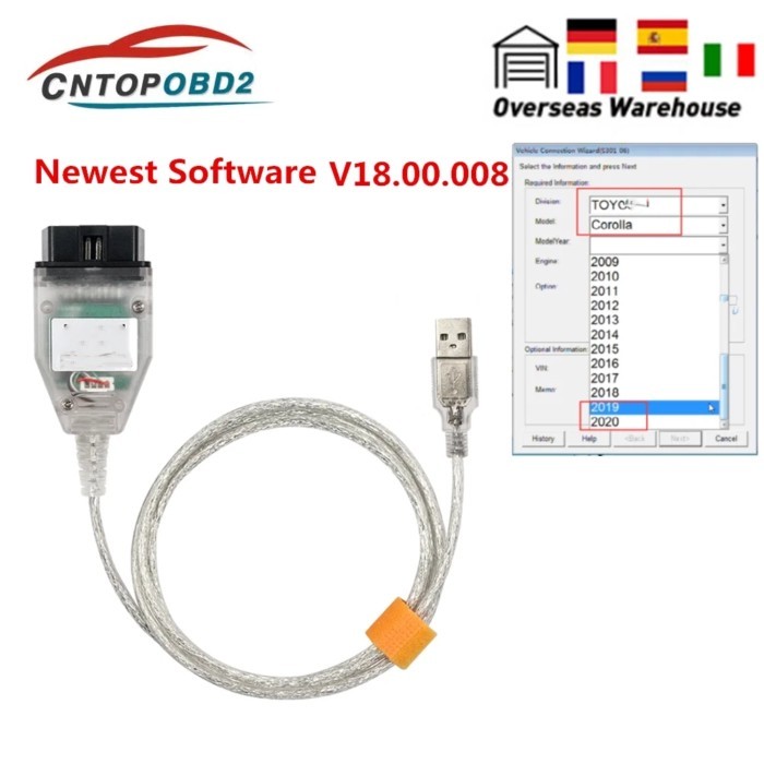 Professional Mini Vci J2534 V18.00.008 Fortoyot OBD2 Car Diagnostic Cable FT232RL MINI-VCI For cars