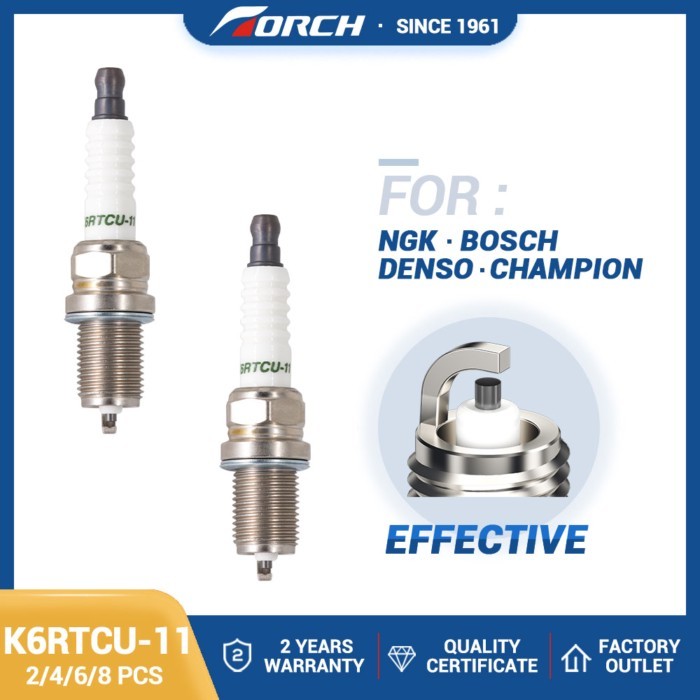 2-8PCS Spark Plugs Torch K6RTCU-11 Replace for 7121/BCPR6ES-11 BCPR6ES11 5553/BKR6ES-11 BKR6ES11 BR