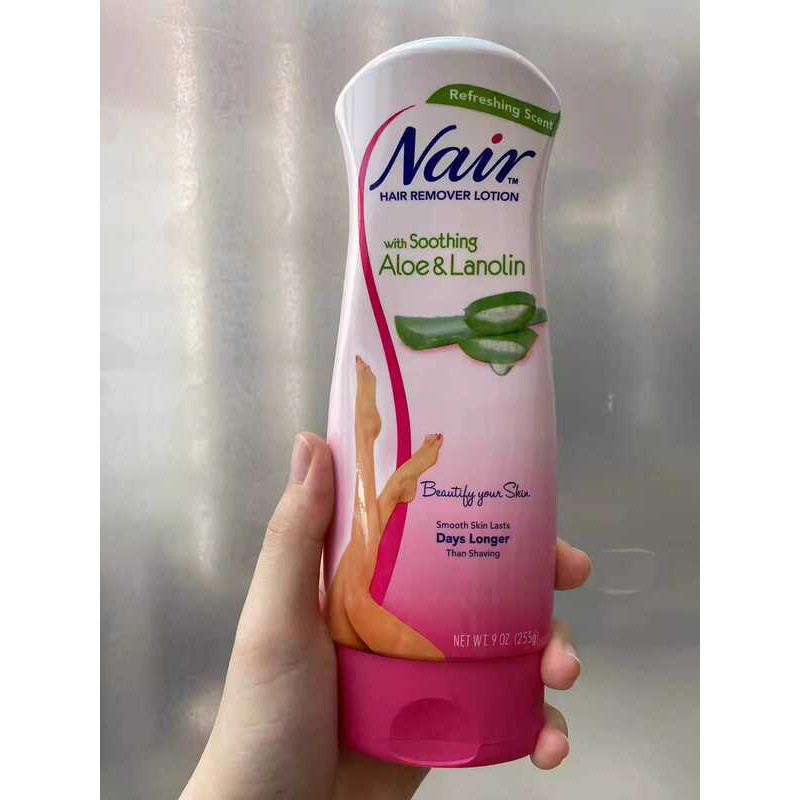 สหรัฐอเมริกานําเข้า NAIR Aloe Vera ครีมกําจัดขน 255g ทั้ง Body Private Parts กําจัดขนไม่เจ็บปวดยาวนา