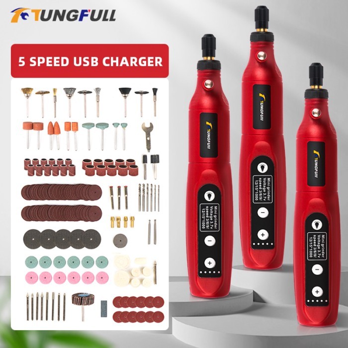 Mini Cordless Rotary Tool Rechargeable USB 3.7V Rotary Tool Woodworking Engraving Pen with LED  for