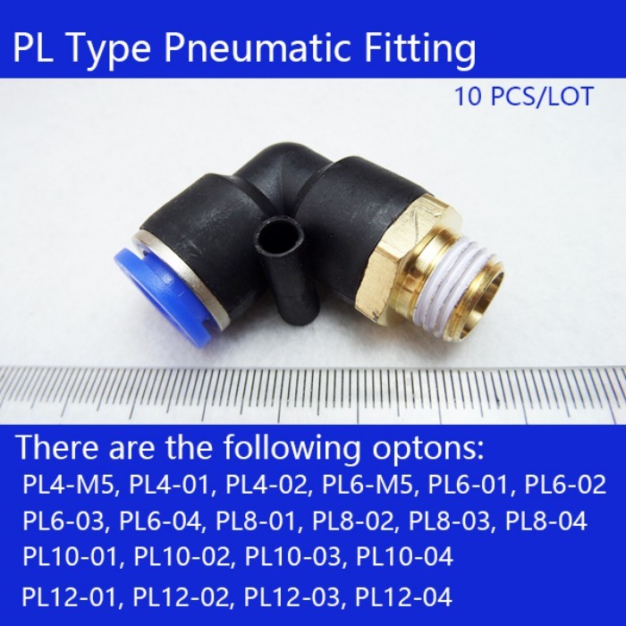 10PCS 6PCS 4PCS PL Elbow Pneumatic Fitting PL4-01 PL6-M5 PL6-01 Air Hose Pneumatic Quick Release Co