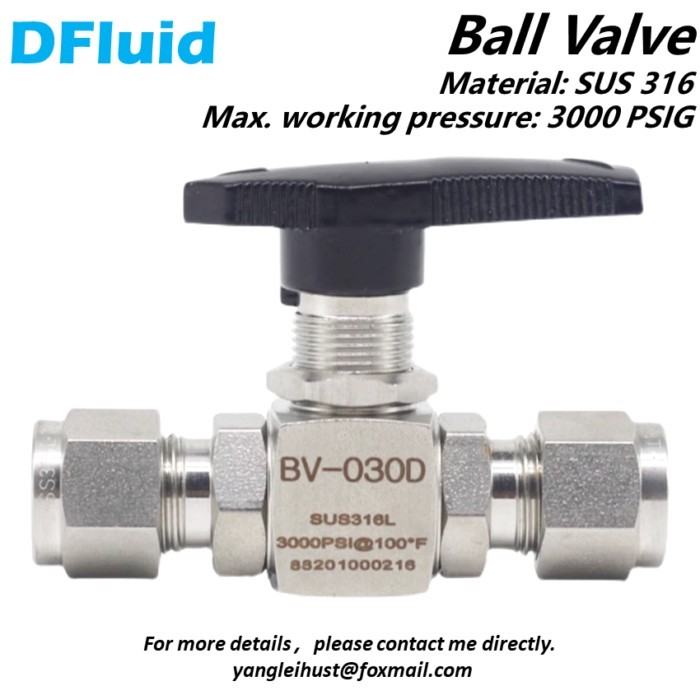 Stainless Steel 316 BALL VALVE 3000psig 20MPa High Pressure 1/4" 3/8" 1/2" 6mm 8 10 12mm Compressio
