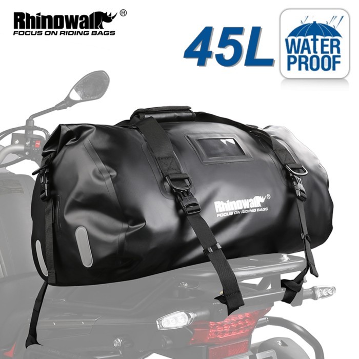 Rhinowalk 45L Motorcycle Bag Waterproof Back Seat Tail Bag Dry Luggage Outdoor Pannier Bag Motorbik