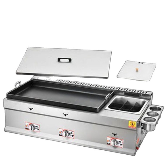 Commercial Grill Deep Fryer Flat Griddle Teppanyaki Equipment Gas Grill Pan-fried Dumplings Buns Eq
